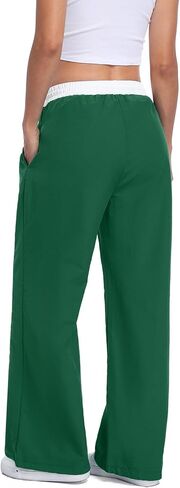 Women's Baggy Parachute Pants Wide Leg Y2K Cargo Sweatpants Elastic Waist Drawstring Jogger Track Pants with Pockets in Saudi Arabia