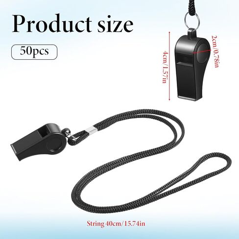 50 Pcs Plastic Whistles Bulk with Lanyard, Coach Whistle with Lanyard Lifeguard Whistles Sports Loud Crisp Sound for Lifeguard Coaches Hiking Outdoor Camping Accessories in Saudi Arabia
