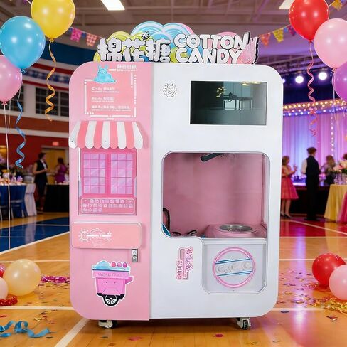 Full Automatic Cotton Candy Vending Machine Commercial Fluffy Treat Making Equipment Fast Service Stable Performance Cost Effective for Indoor and Outdoor Business Sites in Saudi Arabia