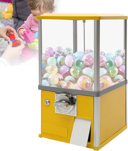 Classic Yellow Candy Gumball Vending Machine - Countertop Bulk Dispenser for 500 1.26-inch Balls, Ideal for Pinballs & Capsule Toys, Fun Kids' Party Favor in Saudi Arabia