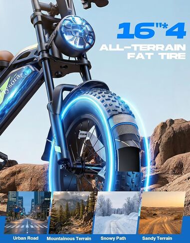 1000W Electric Bike for Adults,48V 15.6Ah e Bikes for Adults Electric,28MPH Top Speed,24-50 Mile Range,16"x4" Fat Tire Ebikes,Double Shock Absorber,Dual Disc Brakes,UL TUV Certified in Saudi Arabia