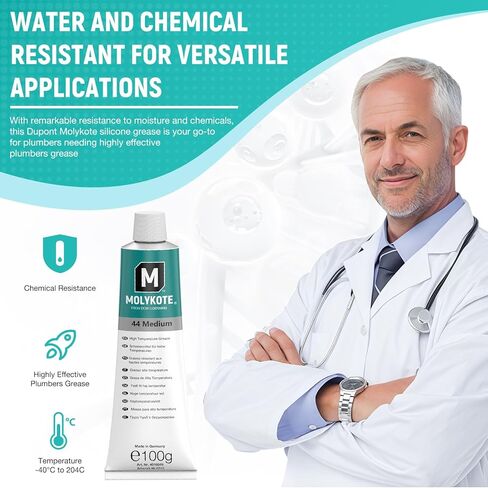 Molykote 44 متوسط ​​100 جرام شحم تشحيم 44 متر درجة حرارة عالية محامل تشحيم أختام وحلقات دائرية كابلات التحكم البلاستيكية تقلل من التآكل مقاومة الحرارة أوف وايت تقلل من التآكل in Kuwait