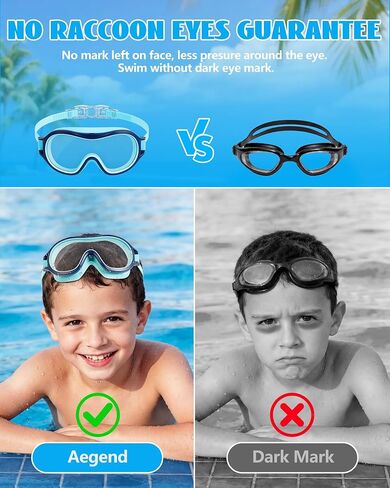 Aegend 2 Pack Swim goggles for Kids 3-15, Anti-Fog Anti-UV Wide Vision Waterproof, No leak Swimming goggles for Boys Girls in Kuwait
