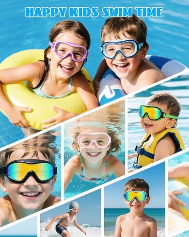 Aegend 2 Pack Swim goggles for Kids 3-15, Anti-Fog Anti-UV Wide Vision Waterproof, No leak Swimming goggles for Boys Girls in Kuwait