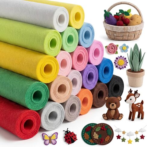 40 Rolls 8 x 35 Inches Felt Sheet for Crafts, 20 Assorted Colors Felt Fabric Squares for Back to School Fall Thanksgiving Halloween Xmas DIY Sewing Crafts Party Decoration(Dark Color) in Kuwait