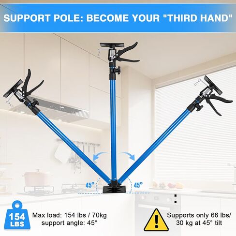 Cabinet Jacks 2Pcs, Adjustable Support Pole 45" to 114", Telescopic Steel 3rd Hand Support Pole for Cabinet Jack, Cargo Bar, Drywall Installations, Support Rod Dust Barrier Poles Bearing Up to 154 lbs in Kuwait