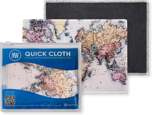 قطعة قماش سريعة لتنظيف النظارات من الألياف الدقيقة - 5x7، خريطة العالم، عبوتان مع حقيبة | منظف ​​العدسات على الوجهين للنظارات والكاميرا والشاشات والزجاج | أقمشة تلميع الزجاج المصنوعة من الألياف الدقيقة القابلة لإعادة الاستخدام in Kuwait