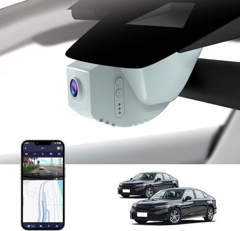 CAM 4K DASH CAM لـ Honda Civic 2022 2023 2024 2025 (Black) Type R Sport LX Ex Touring ، Easy Style ، على طراز OEM ، اكتشاف التصادم ، تسجيل حلقة ، WiFi & App ، 64 G CARD in Kuwait