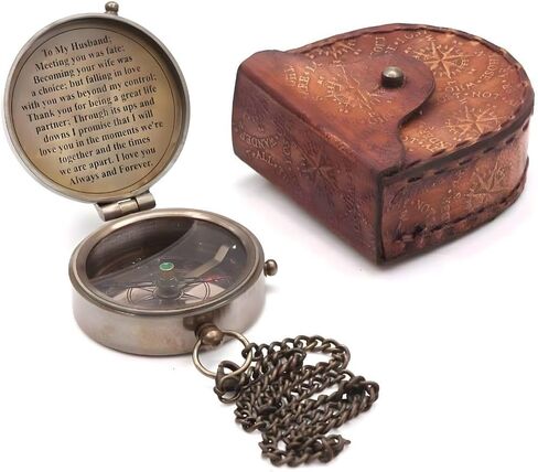 Compass Gift for Husband, Nautical Antique Vintage Engraved Pocket Compass Customized to My Husband Romantic Gifts for Men, Baptism 2026 Communion Christian Luxury Sentimental Gift, Anniversary in Kuwait