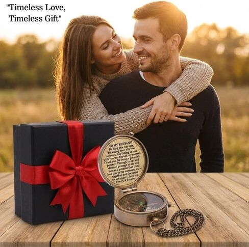 Compass Gift for Husband, Nautical Antique Vintage Engraved Pocket Compass Customized to My Husband Romantic Gifts for Men, Baptism 2026 Communion Christian Luxury Sentimental Gift, Anniversary in Kuwait