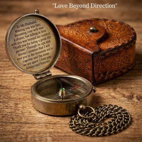Compass Gift for Husband, Nautical Antique Vintage Engraved Pocket Compass Customized to My Husband Romantic Gifts for Men, Baptism 2026 Communion Christian Luxury Sentimental Gift, Anniversary in Kuwait