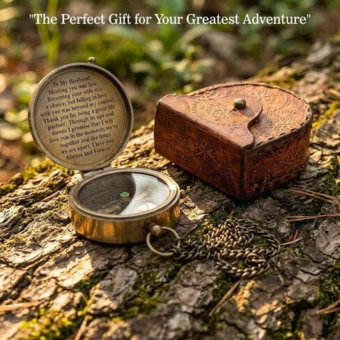 Compass Gift for Husband, Nautical Antique Vintage Engraved Pocket Compass Customized to My Husband Romantic Gifts for Men, Baptism 2026 Communion Christian Luxury Sentimental Gift, Anniversary in Kuwait