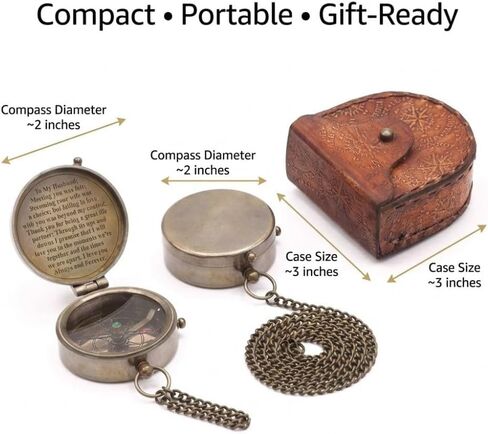 Compass Gift for Husband, Nautical Antique Vintage Engraved Pocket Compass Customized to My Husband Romantic Gifts for Men, Baptism 2026 Communion Christian Luxury Sentimental Gift, Anniversary in Kuwait