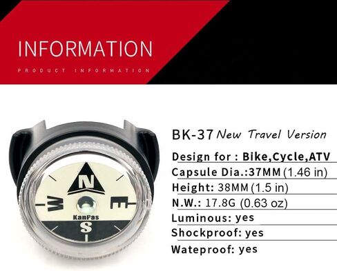 KanPas BK-37NEW نسخة السفر بوصلة مضيئة للدراجات النارية ATV in Kuwait