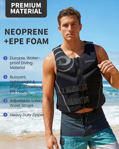 Owntop Neoprene Swim Vest Adult Kayak Vest for Men Women Swimming Jacket with Reflective Strips Water Sport Jackets for Canoeing, Kayaking, Paddleboarding in Saudi Arabia