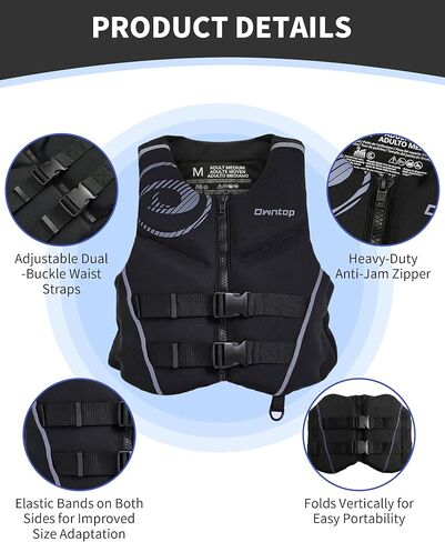 Owntop Neoprene Swim Vest Adult Kayak Vest for Men Women Swimming Jacket with Reflective Strips Water Sport Jackets for Canoeing, Kayaking, Paddleboarding in Saudi Arabia