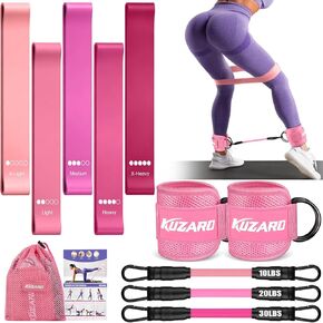 أربطة مقاومة للكاحل مع أصفاد، مجموعة أربطة مقاومة للتمرين، أربطة لتمرين الساق والأرداف - معدات تمارين رياضية منزلية للنساء، بناء الغنائم، البيلاتيس، إعادة التأهيل، العلاج الطبيعي in Kuwait