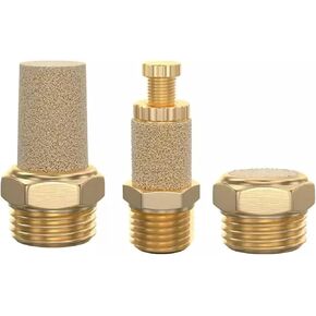 Pneumatic Exhaust Muffler Brass 1/8" 1/4" 3/8" 1/2" M5 Fitting Filter Reducer Connector Copper 200Pcs(Long-03) in Saudi Arabia