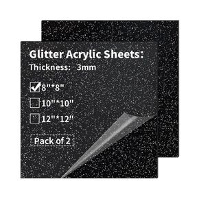 Glitter Acrylic Sheets 12 x 12 inch 1/8" Thick - 2 Pack Plexiglass Acrylic Panels Cast Blanks for Creative DIY Projects Laser Tags Cutting Engraving UV Printed Signs - Pink in Saudi Arabia