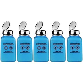 زجاجة مضخة موزع سائل بلمسة واحدة من Menda 35735، مطبوعة بالأيزوبروبانول، ملصق HCS، آمن ESD، 6 أونصة. تبديد، HDPE/ستانلس ستيل، أزرق (5-(عبوة)) in Kuwait