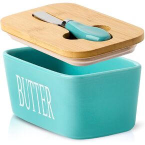 طبق زبدة هاسينس مع غطاء، طبق زبدة سيراميك مع سكين للسطح، حاوية حافظة زبدة مغطاة محكمة الغلق، حامل زبدة أسود كبير للثلاجة، أسود in Kuwait