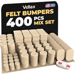 400 قطعة من مصدات أبواب الخزانة - مجموعة مختلطة من 5 أشكال، وسادات ذاتية اللصق باللون البيج لإغلاق هادئ - حماية من تثبيط الصوت للخزائن والأدراج والأثاث والجدران - Vellax in Kuwait