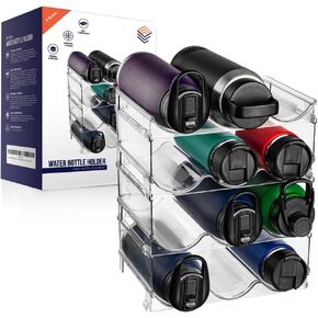 منظم زجاجات المياه من كلير سبيس للخزانة - حامل زجاجة مياه قابل للتكديس للخزانة أو رف النبيذ لتخزين التنظيم المنزلي - منظم المشروبات للثلاجة، منظمة المطبخ، 4 عبوات in Kuwait