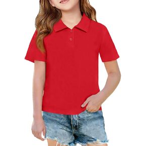 قمصان موحدة للفتيات بأكمام قصيرة وياقة على شكل V، قمصان بولو مع أزرار، بلوزات صيفية خفيفة الوزن خارج فصل الربيع in Kuwait