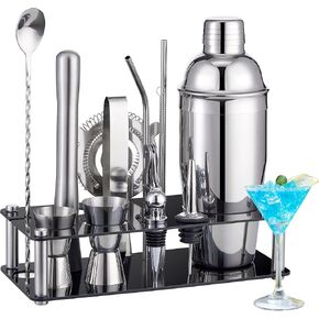 Cocktail Shaker Set Bartender Kit : 15-Piece Stainless Steel Bartender Kit with Acrylic Stand Bars Set with All Practical Bars Accessories, Bar Tools for Drink Mixing, Bar, Home, Lounge & Party in Saudi Arabia