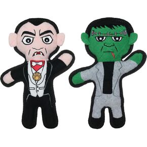 Tuffy - لعبة World's Tuff -Soft Dog Toy- Holiday -JR Dracula & Frankenstein - 2 Pack. طبقات Squeakers-Multiple in Kuwait
