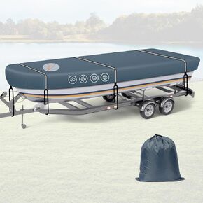 Jon Boat Cover 12–14 ft, 900D Heavy Duty Waterproof Trailerable Boat Cover with Reinforced Windproof Adjustable Straps, Fits Jon Boats up to 70'' Beam Width in Kuwait