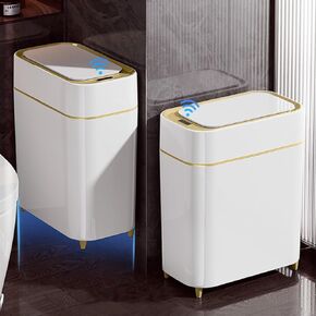 LALASTAR 2 Pack Automatic Trash Can Bathroom, Touchless Garbage Can with Lid, Slim Motion Sensor Waterproof Plastic Trash Bins for Bedroom Office Toilet, 2.3 Gallon, White+Grey Trim in Saudi Arabia