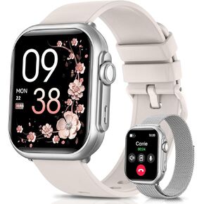 Smart Watch for Women for iPhone&Android: 100 Day+Battery Life, Smart watch(Answer/Make Calls) with 24/7 SpO2 Sleep Heart Rate Monitor,5ATM Waterproof,Fitness Tracker with 120+ Sport,Reloj Gold Pink in Kuwait