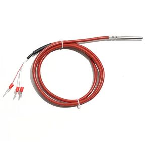 PT100 Type High Temperature Sensor Silicone Cable 0.5M-10M 3-core 1Pcs(PT100 6x100mm 2m) in Kuwait