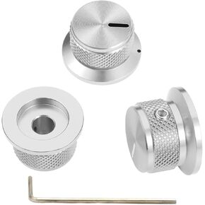 Guitar Knobs Black Set Screw Top Hat Knob with Line Indicator, Knurled 1/4" Universal Aluminum Potentiometer Knobs for Volume/Tone Control, Compatible with Guitar, Bass, Effect Peda- 3pcs in Saudi Arabia