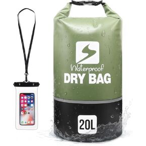 حقيبة ظهر جافة مقاومة للماء من Soulsfeng خفيفة الوزن وجافة لركوب القوارب والتجديف والسفر والشاطئ والسباحة والمشي لمسافات طويلة والتخييم - كيس جاف عائم مع أشرطة كتف قابلة للتعديل 10 لتر in Kuwait