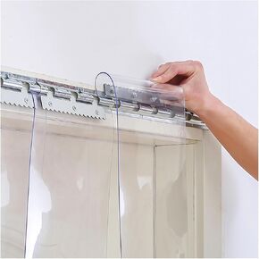 ستائر شريطية من مادة PVC لأبواب الفريزر، ستارة ناعمة من الفينيل الشفاف للتخزين البارد، مجموعة تعليق شديدة التحمل، مثالية للمستودعات والمصانع ومحلات السوبر ماركت (240 × 260 سم) in Kuwait