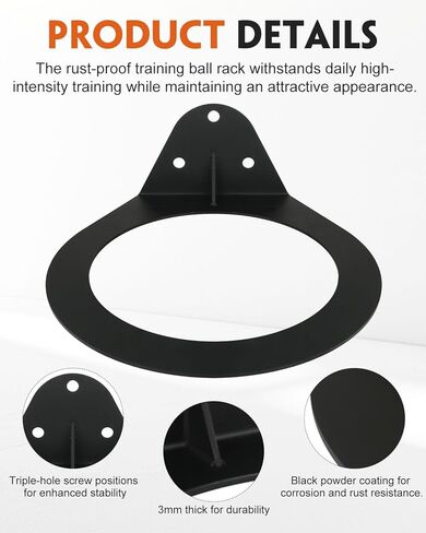 MUZIK Heavy Duty Medicine Ball Rack Wall Mount, 440 lbs Capacity Space Saving Slam Ball Holder for Gym Home Commercial,8.9 Inch 440 lbs Capacity, Heavy Duty Steel with Powder Coated Finish in Saudi Arabia