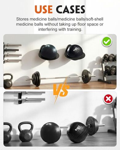 MUZIK Heavy Duty Medicine Ball Rack Wall Mount, 440 lbs Capacity Space Saving Slam Ball Holder for Gym Home Commercial,8.9 Inch 440 lbs Capacity, Heavy Duty Steel with Powder Coated Finish in Saudi Arabia