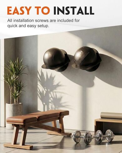 MUZIK Heavy Duty Medicine Ball Rack Wall Mount, 440 lbs Capacity Space Saving Slam Ball Holder for Gym Home Commercial,8.9 Inch 440 lbs Capacity, Heavy Duty Steel with Powder Coated Finish in Saudi Arabia