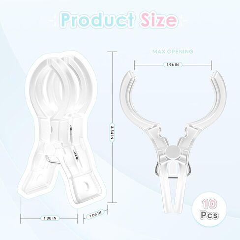 مشابك زنبركية من ريلبرو، مشابك بلاستيكية شفافة مقاس 3.5 بوصة لتزيين خلفية قوس البالون، تصميم غير مرئي، 10 قطع in Kuwait