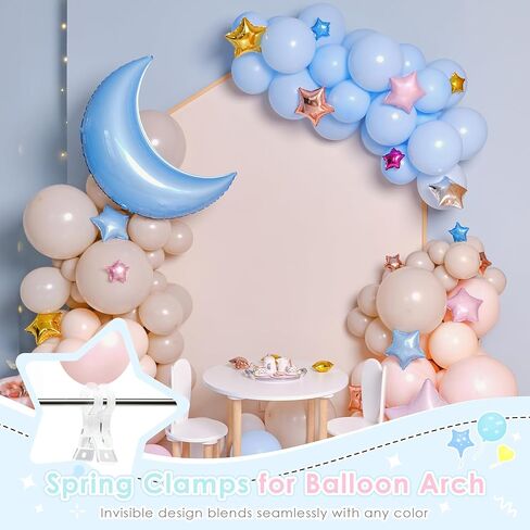 مشابك زنبركية من ريلبرو، مشابك بلاستيكية شفافة مقاس 3.5 بوصة لتزيين خلفية قوس البالون، تصميم غير مرئي، 10 قطع in Kuwait