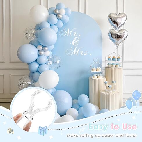 مشابك زنبركية من ريلبرو، مشابك بلاستيكية شفافة مقاس 3.5 بوصة لتزيين خلفية قوس البالون، تصميم غير مرئي، 10 قطع in Kuwait