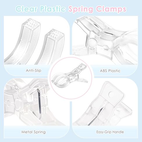 مشابك زنبركية من ريلبرو، مشابك بلاستيكية شفافة مقاس 3.5 بوصة لتزيين خلفية قوس البالون، تصميم غير مرئي، 10 قطع in Kuwait