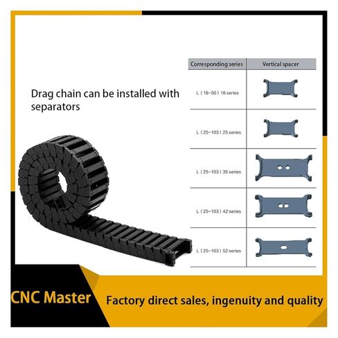 1M 20 25 Plastic Transmission Cable Chains Bridge Opened Drag Chain with End Connectors Machine Tools Wire Carrier(55mm,25x50 mm,Openable Bridge) in Kuwait