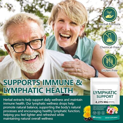 مكملات التصريف اللمفاوي، 4275 ملجم لدعم النظام اللمفاوي للنساء والرجال، مركب عشبي لمفاوي مع الهندباء والأرقطيون والقنفذية والسواطير والكركم والبروميلين لتوازن السوائل، 240 كبسولة in Kuwait