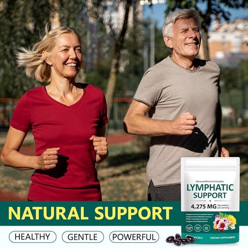 مكملات التصريف اللمفاوي، 4275 ملجم لدعم النظام اللمفاوي للنساء والرجال، مركب عشبي لمفاوي مع الهندباء والأرقطيون والقنفذية والسواطير والكركم والبروميلين لتوازن السوائل، 240 كبسولة in Kuwait