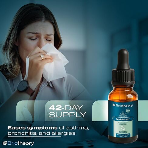 Mullein Leaf Extract - Fast Absorbing Liquid Drops for Lungs, Natural Respiratory Support Herbal Supplement, Alcohol Free Vegan Non-GMO, Natural Mullein Leaf Extract - 60 ml in Saudi Arabia