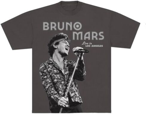 تي شيرت Bruno Mars الرسمي للبالغين من الجنسين من Bruno Mars Merch Live in Los Angeles in Saudi Arabia