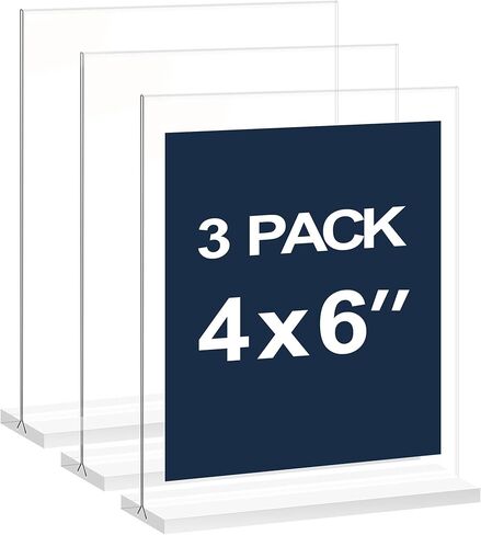 NewNewshow 4x6 بوصة حامل علامة أكريليك واضحة ، حامل عرض ، حامل بطاقة بلاستيكية للأعمال ، المكتب ، البيع بالتجزئة (4 × 6 بوصة 3 حزمة) in Kuwait